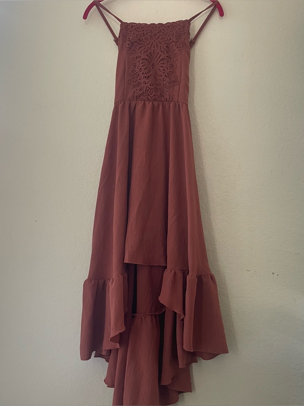 Joyfolie Rust Pink Ruffled Maxi Dress